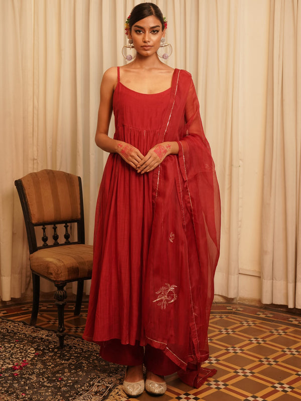 Saanjh Kurta set - sindhoori "laal"