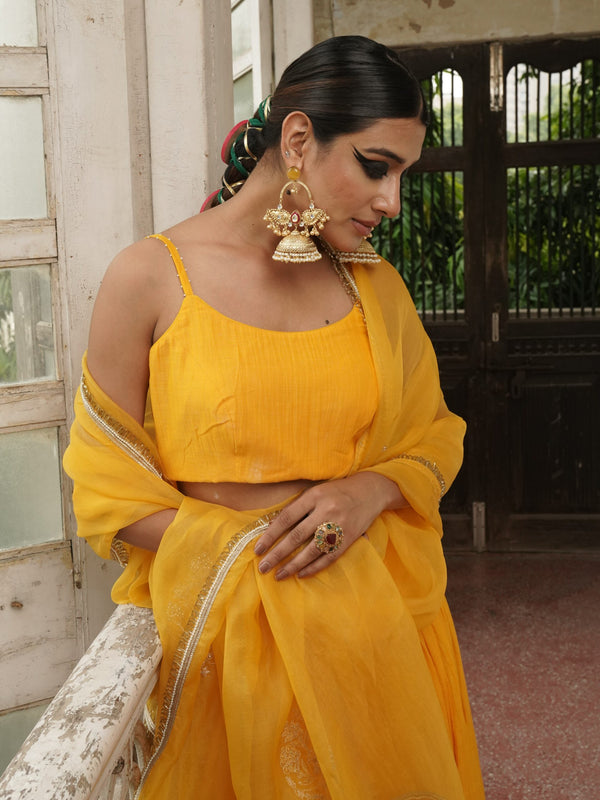 Ghoomar Blouse - kesariya peela