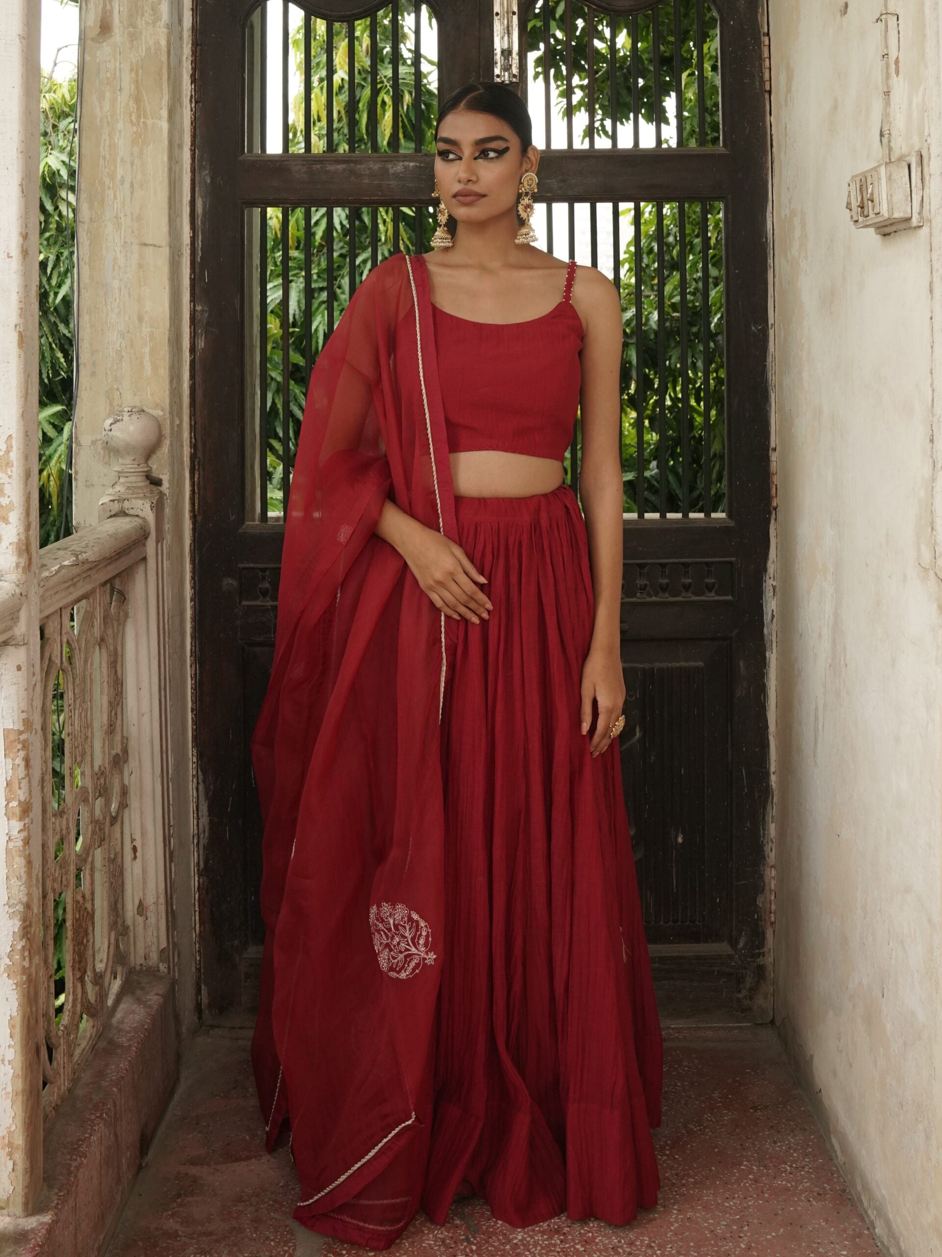 Ghoomar organza Dupatta - sindhoori laal