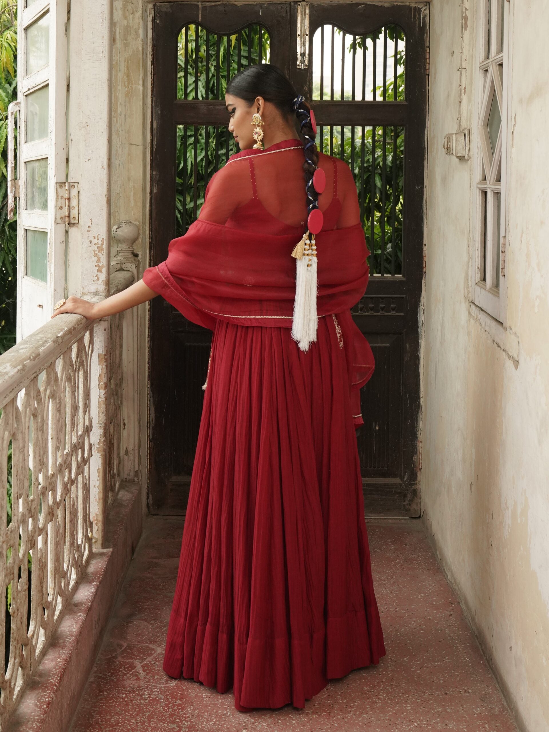 Ghoomar organza Dupatta - sindhoori laal