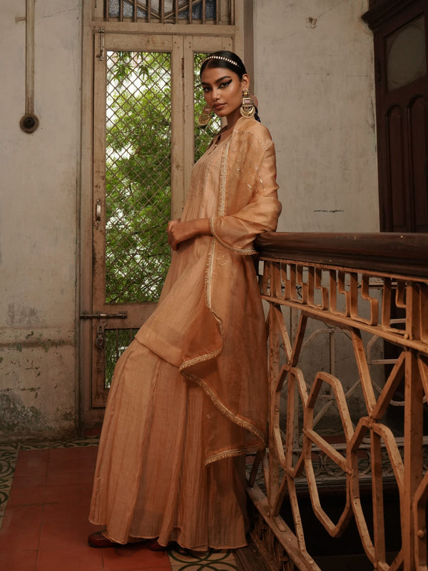 Motimala organza Dupatta - swarn "beige"