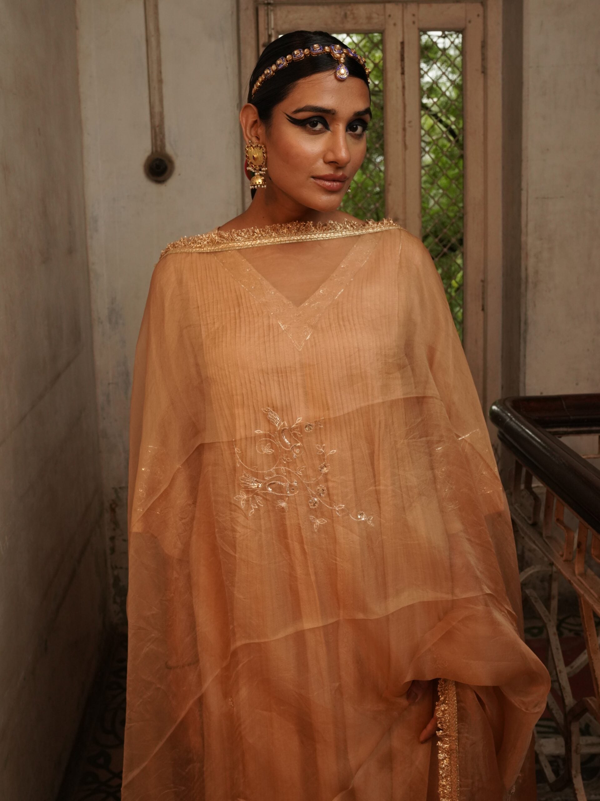 Basant organza Dupatta - Swarn "Beige"