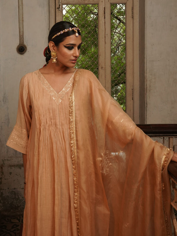 Basant organza Dupatta - Swarn "Beige"