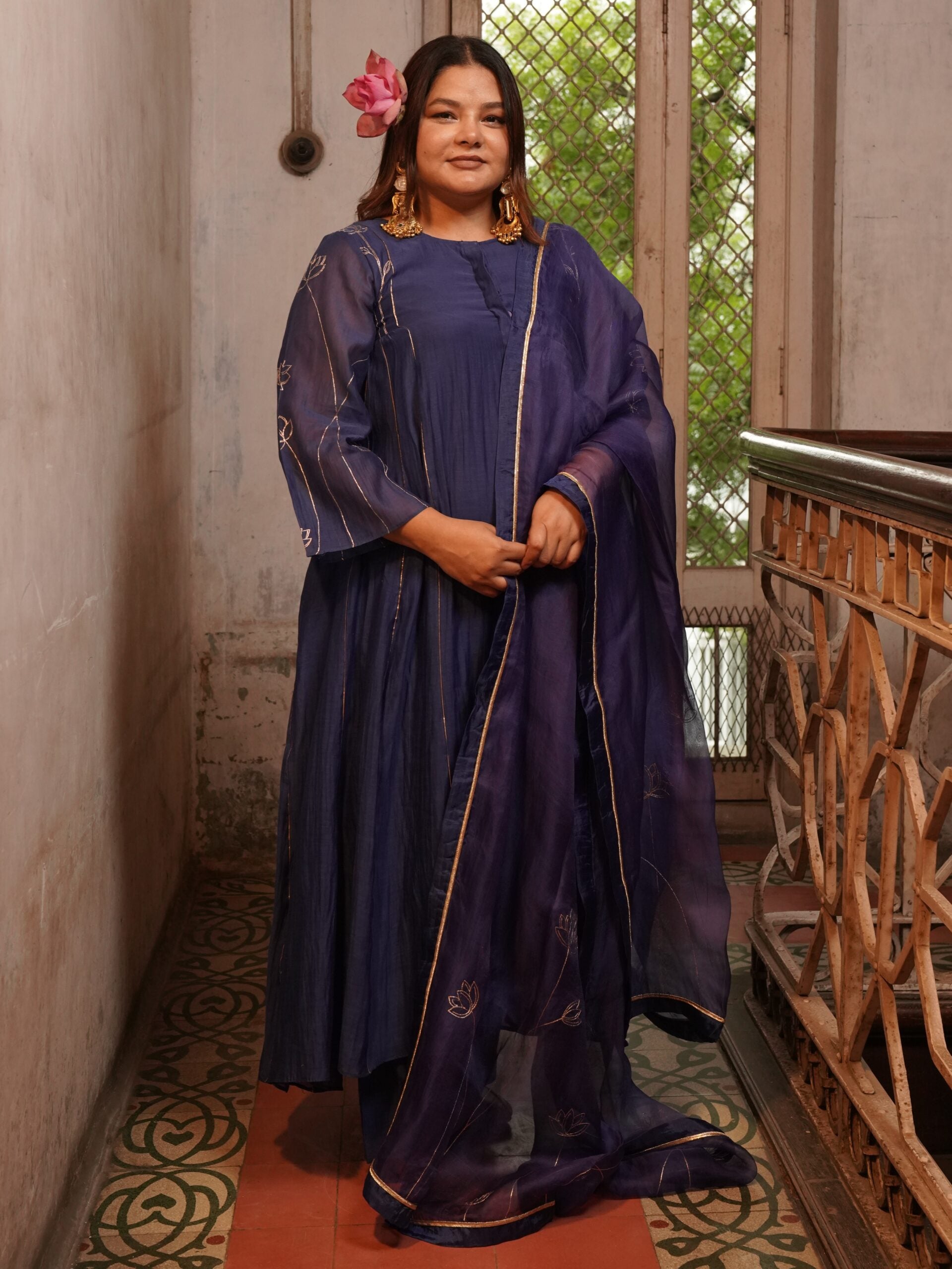 Kamal Organza Dupatta - mayur "Neela"