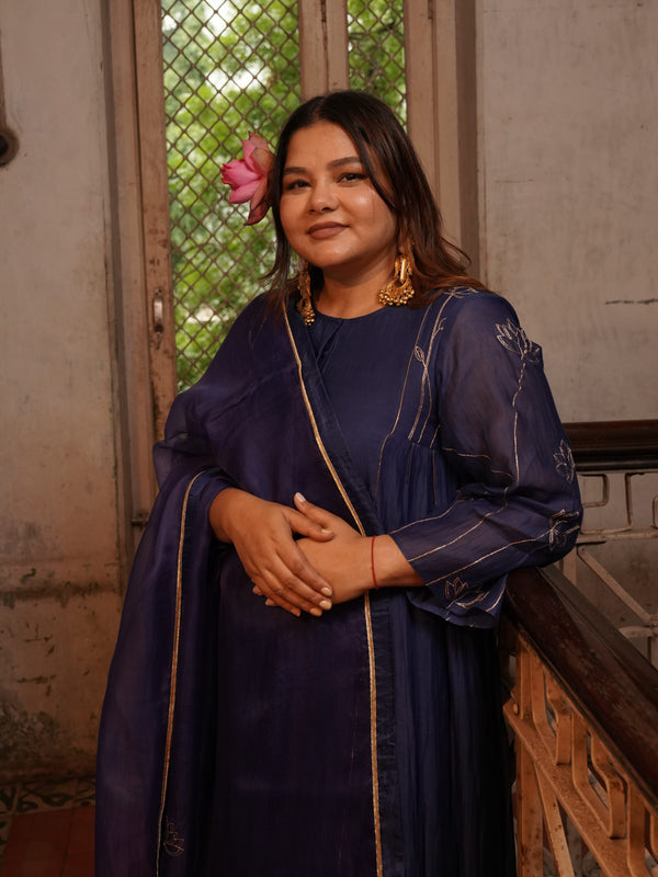 Kamal Organza Dupatta - mayur "Neela"