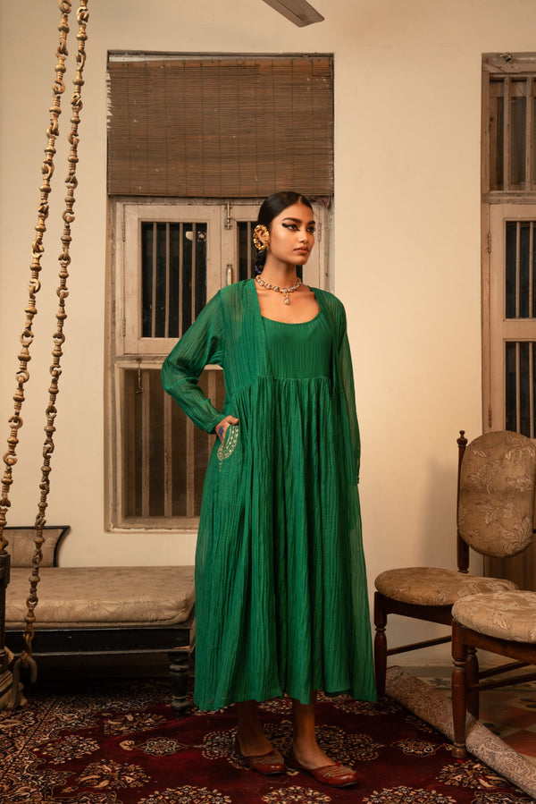 Saanjh-Savera dress & overlay - chatak haraa