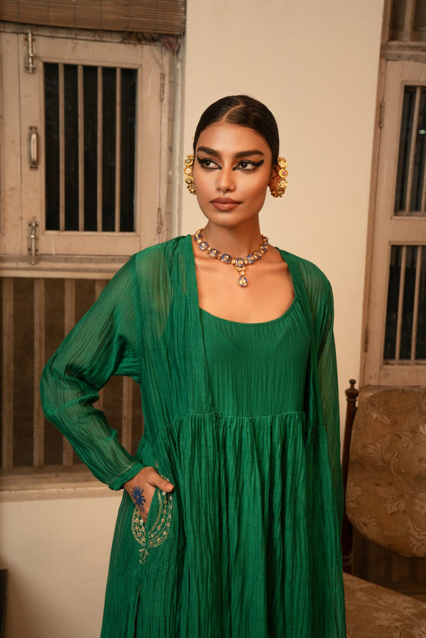 Saanjh-Savera dress & overlay - chatak haraa