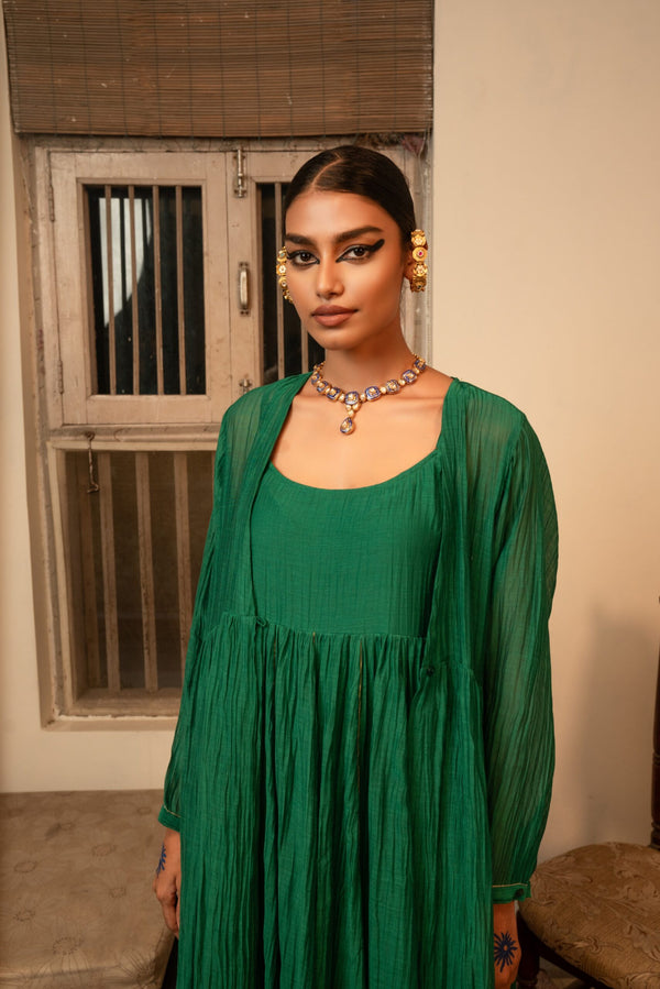 Saanjh-Savera dress & overlay - chatak haraa