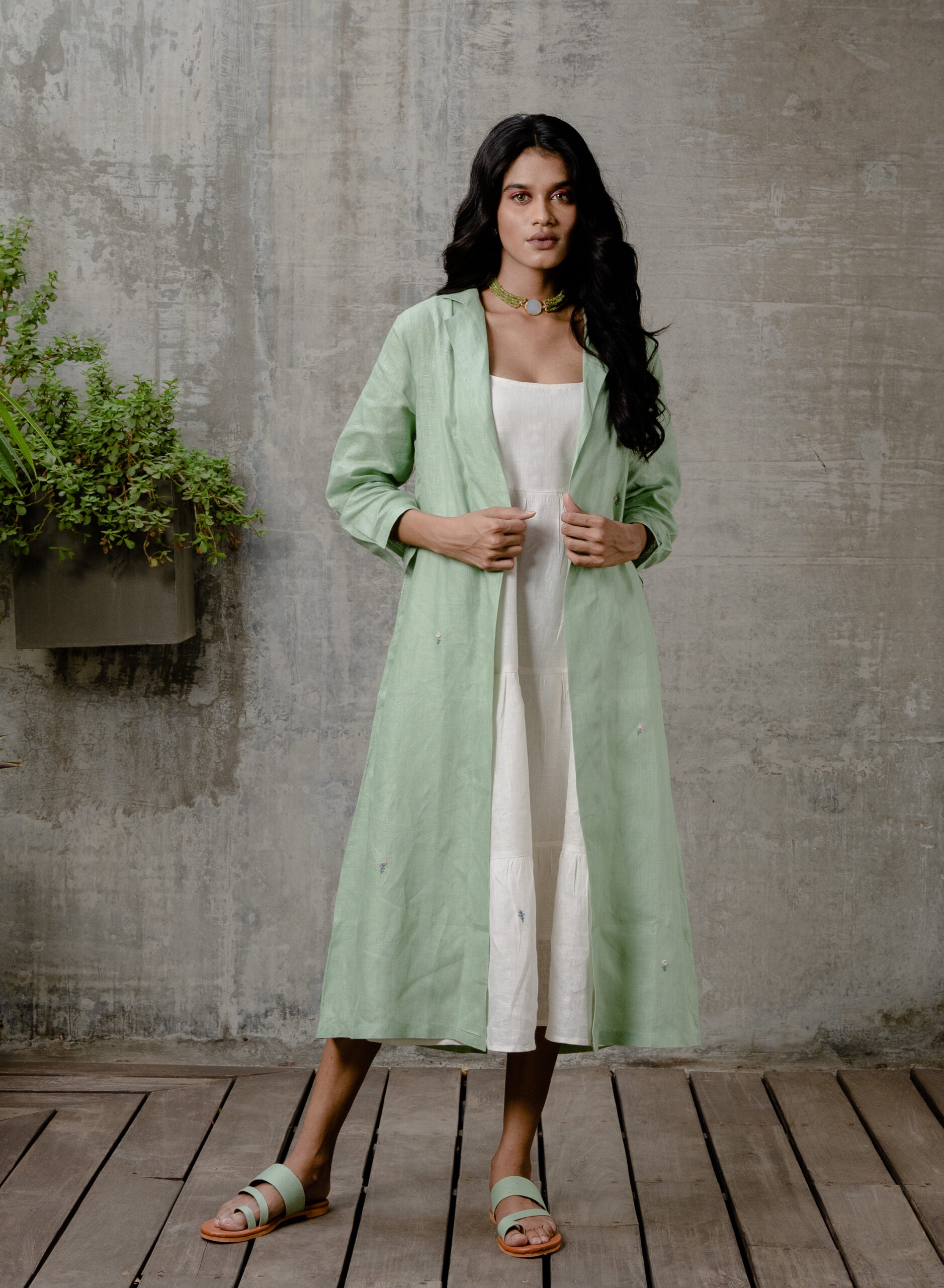 Charlotte Linen Long Overlay - Pista