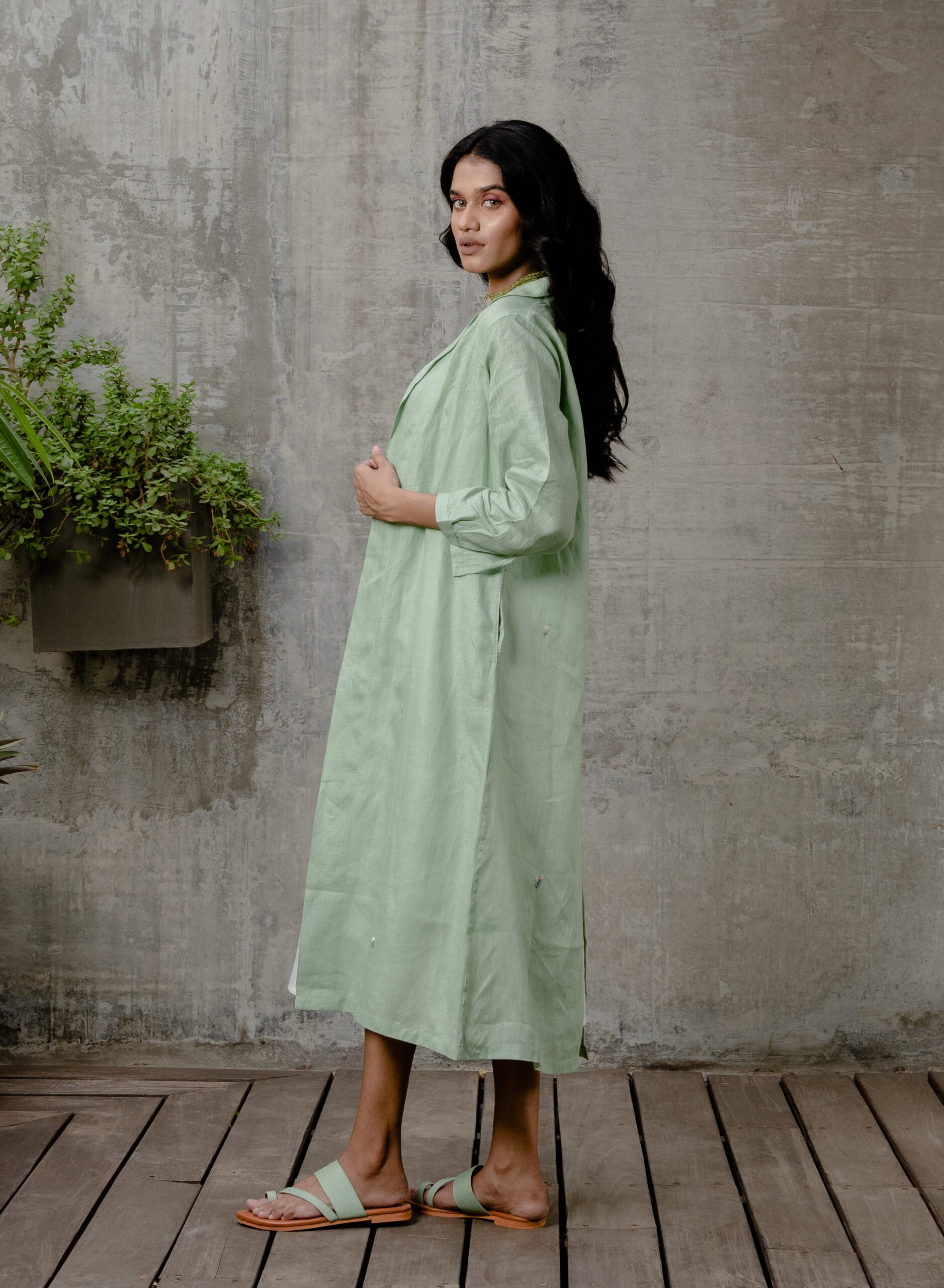 Charlotte Linen Long Overlay - Pista