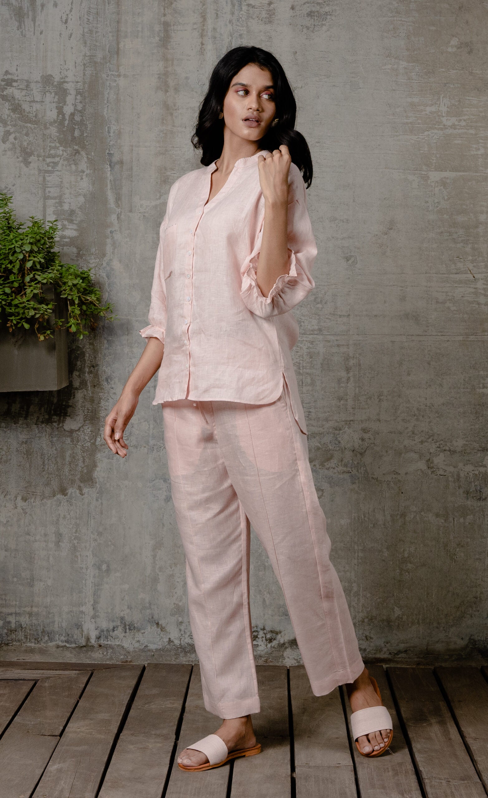 EMMA LINEN SHIRT - Light Pink