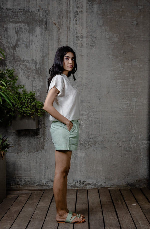 Lyra Linen Drawstring Shirt - Off White