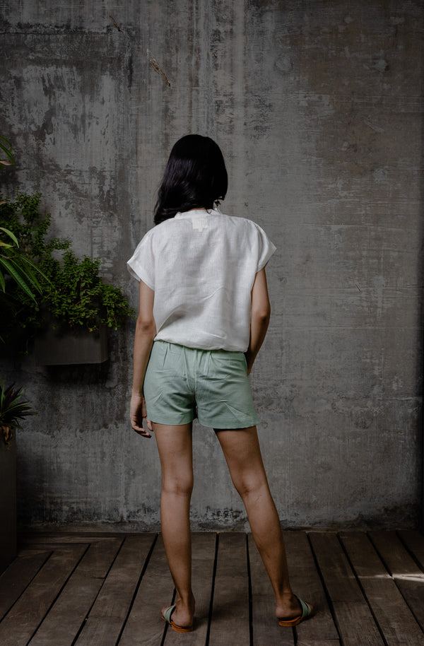 Lyra Linen Drawstring Shirt - Off White
