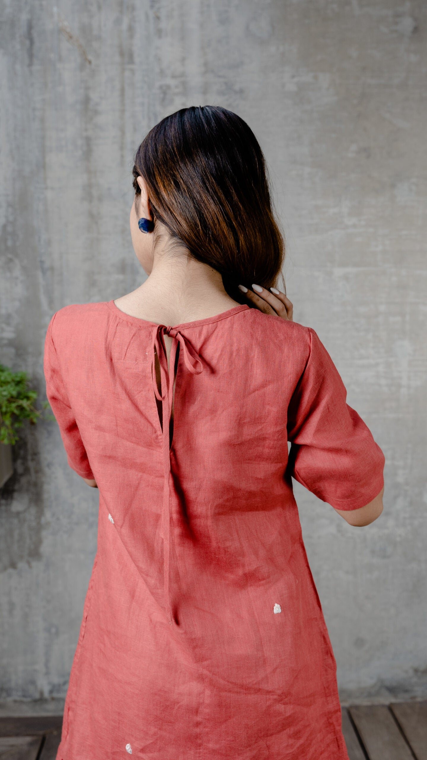 Bella Linen Short Dress - Rust