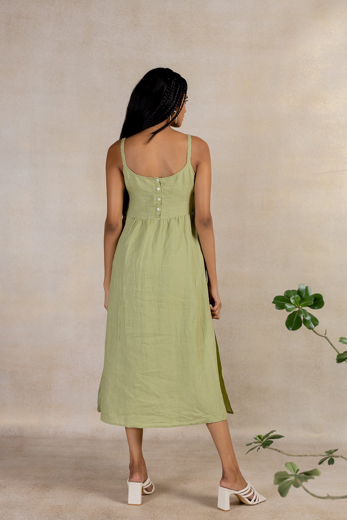 Day 3 - Linen Panel Slip Dress - Meadow Green