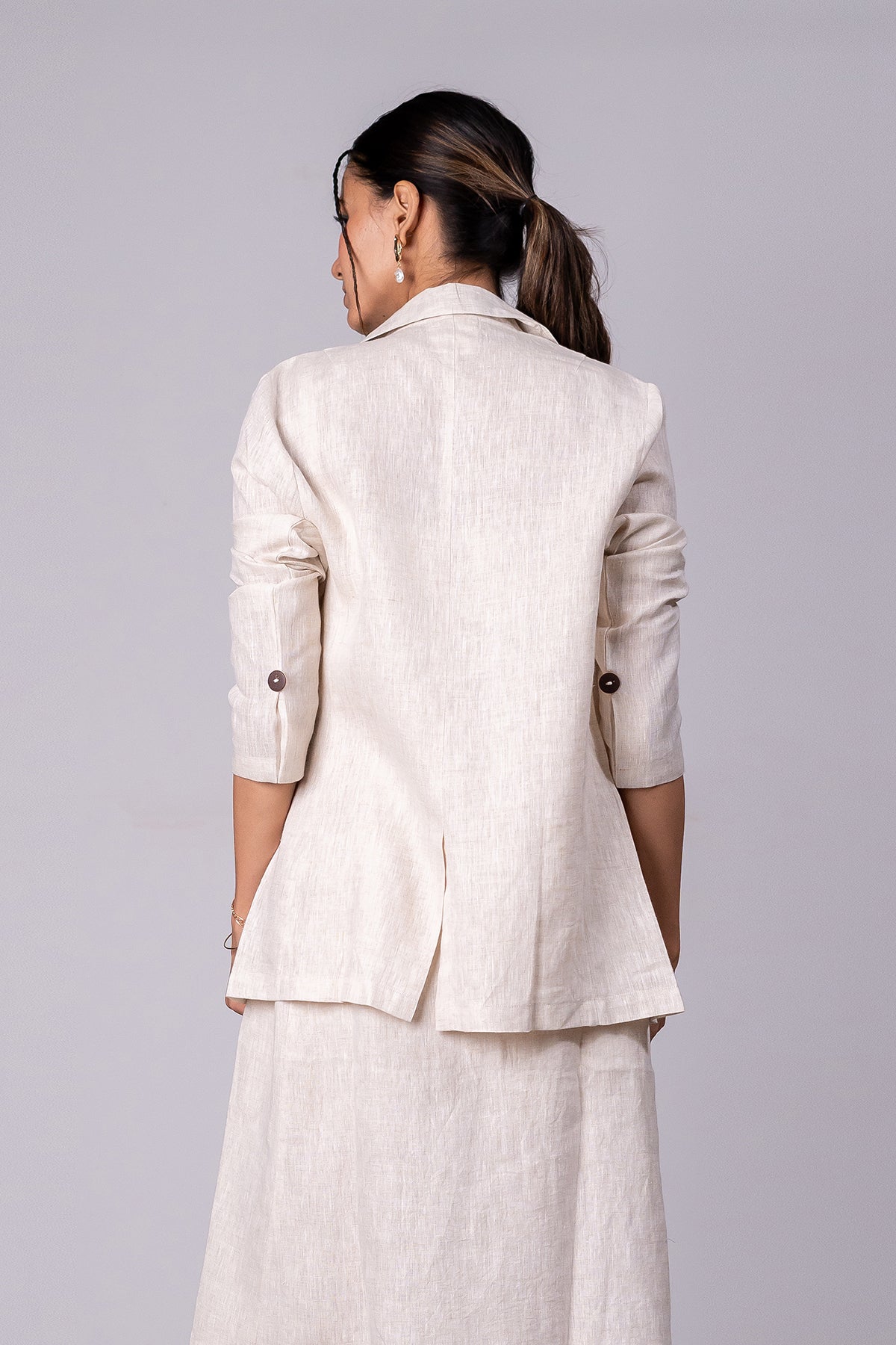 Diane Linen Blazer With Welt Pockets - Ecru