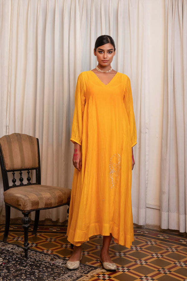 "Saaras" Dress- kesariya peela