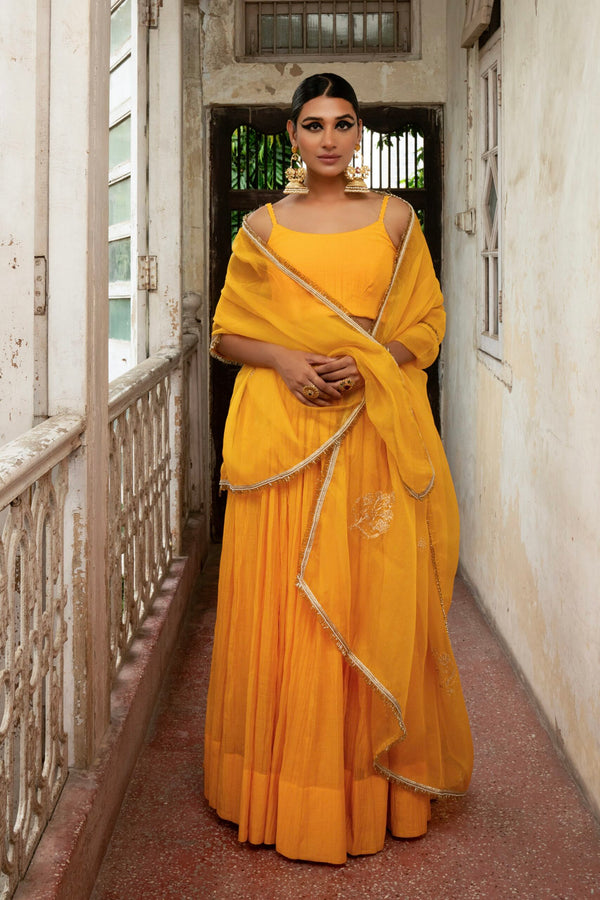Ghoomar Lehenga - kesariya peela