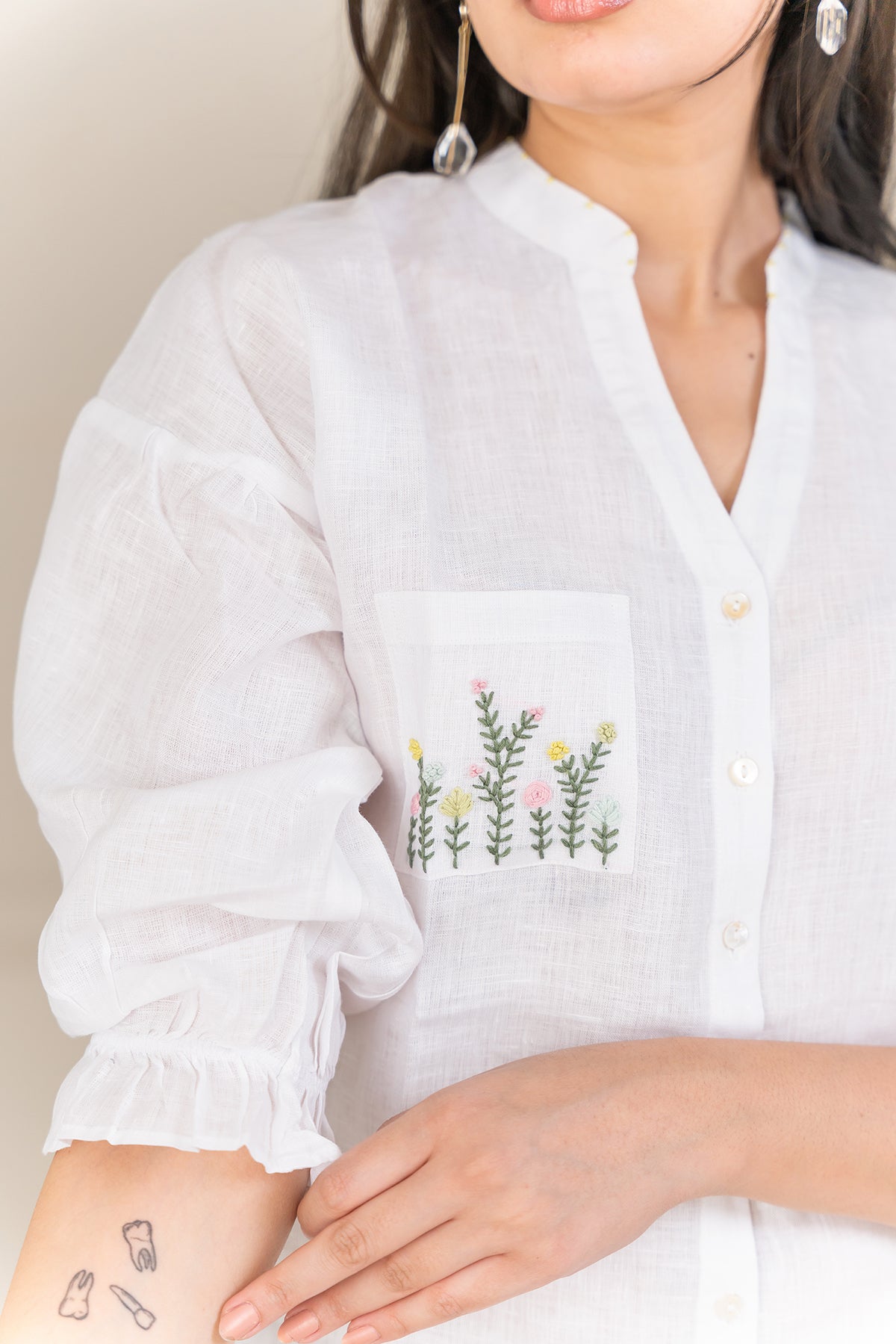 EMMA LINEN SHIRT - White