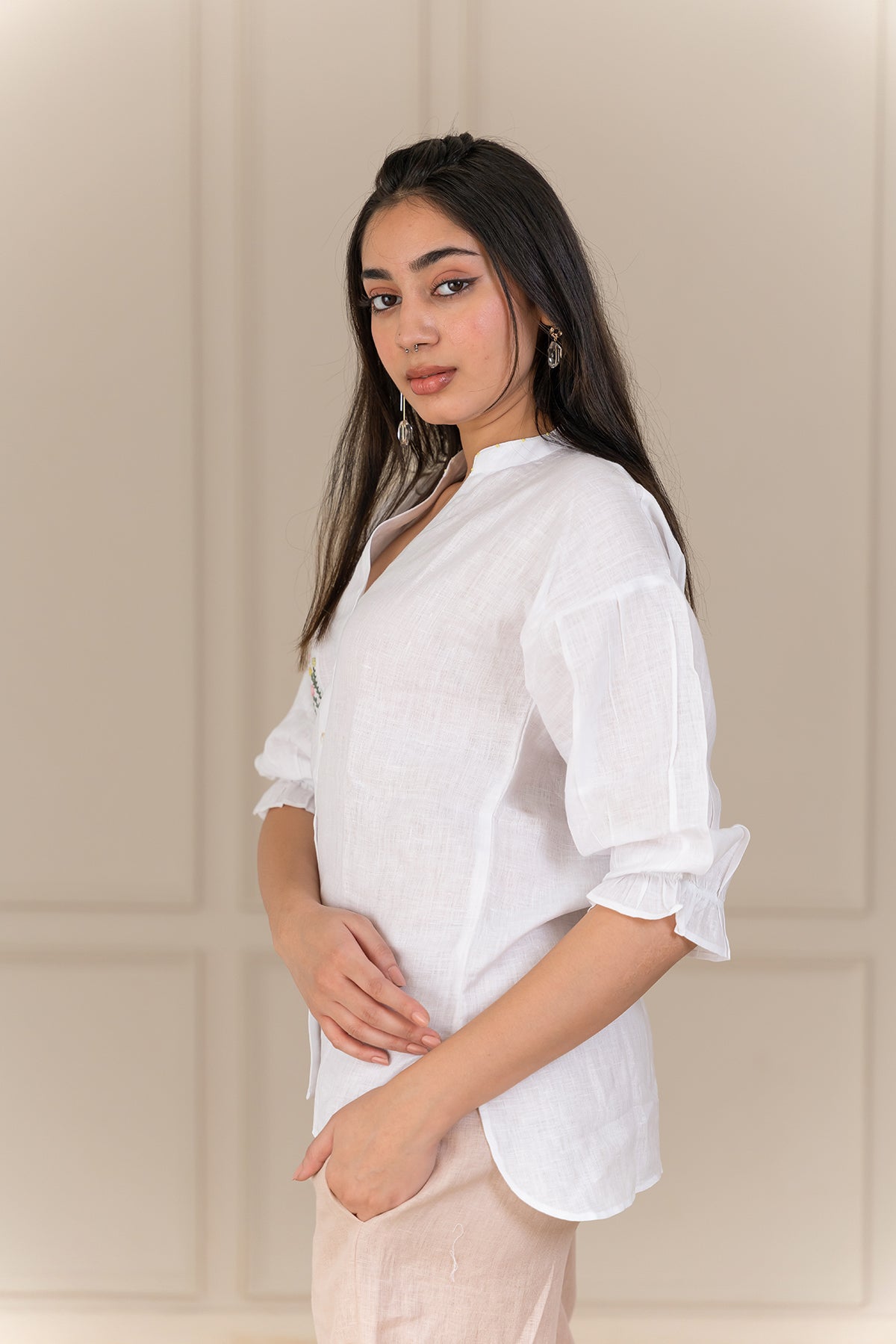 EMMA LINEN SHIRT - White