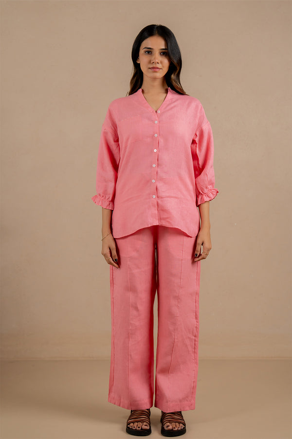 Emma-Linen-Shirt-with-Patch-Pocket-Flamingo-Pink-
