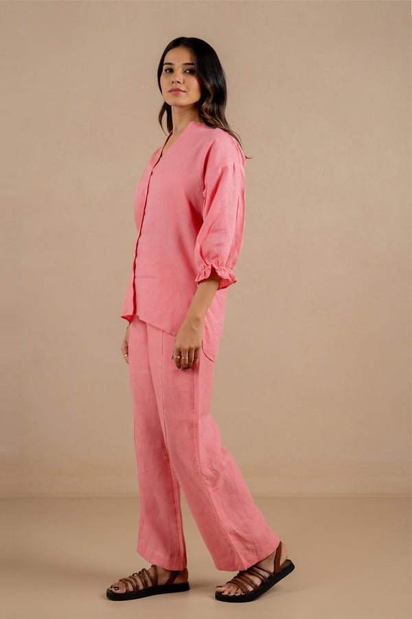 Emma-Linen-Shirt-with-Patch-Pocket-Flamingo-Pink-