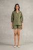Emma Linen Shirt with Patch pocket - Olive Green