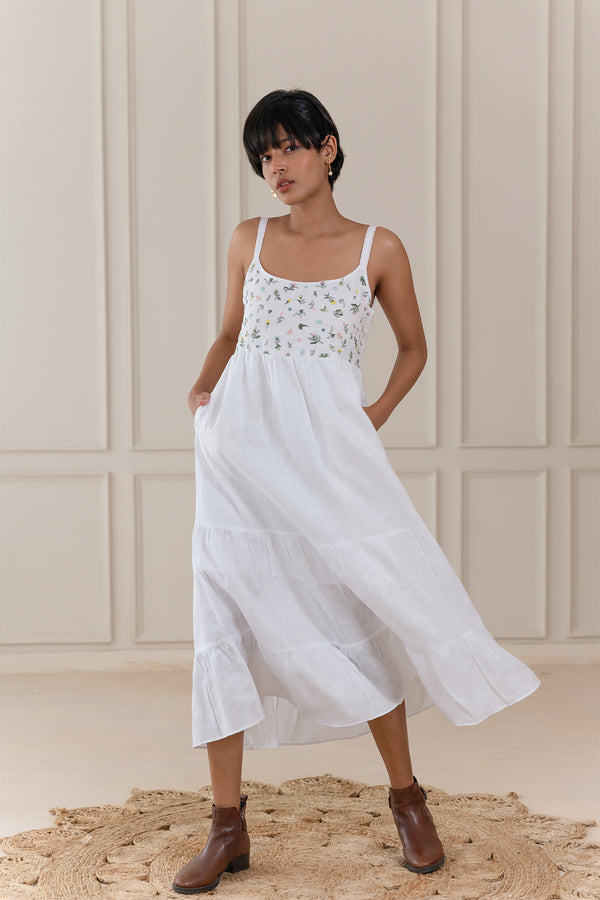 Florence Prairie Slip Dress- White