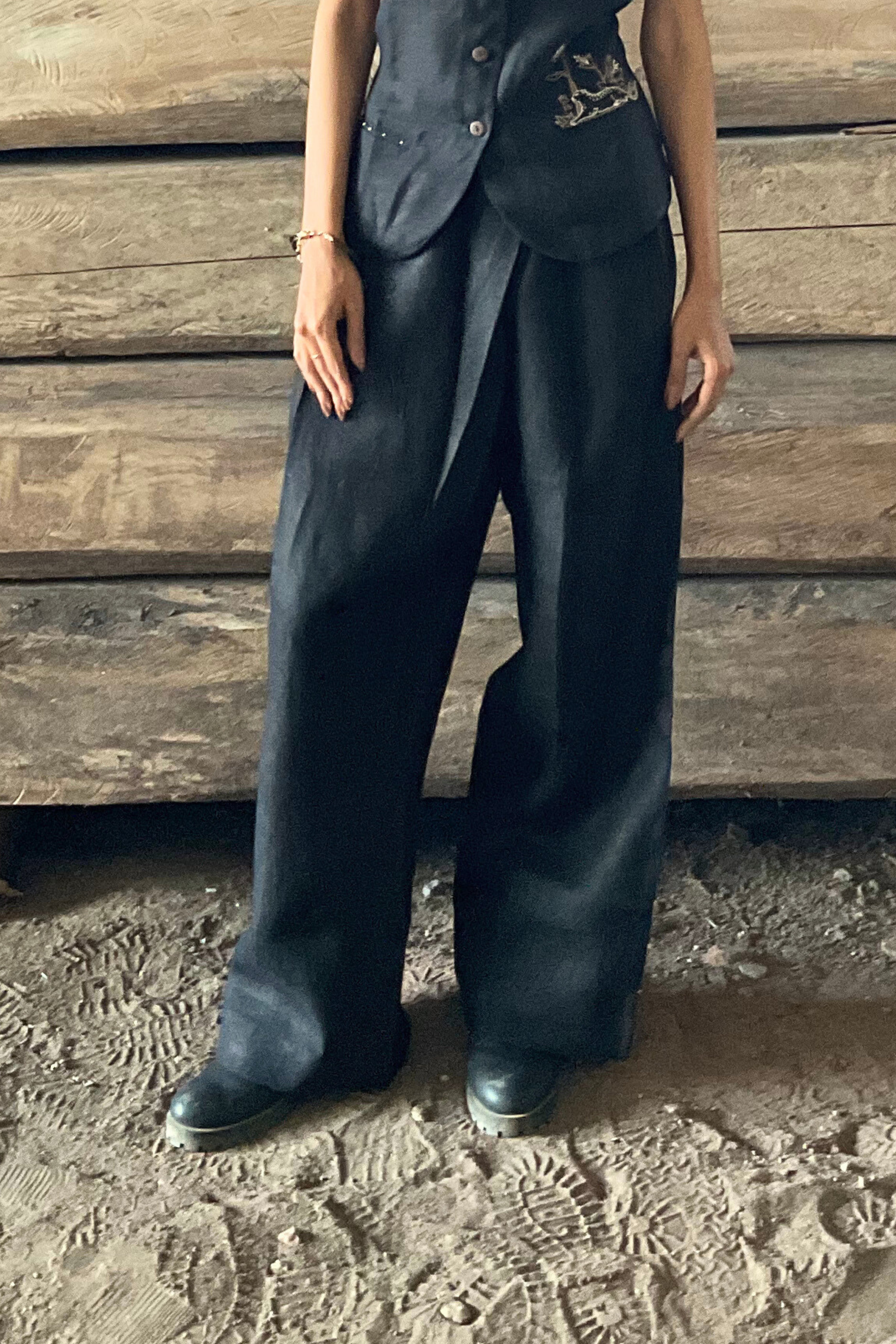 Linen flap pants