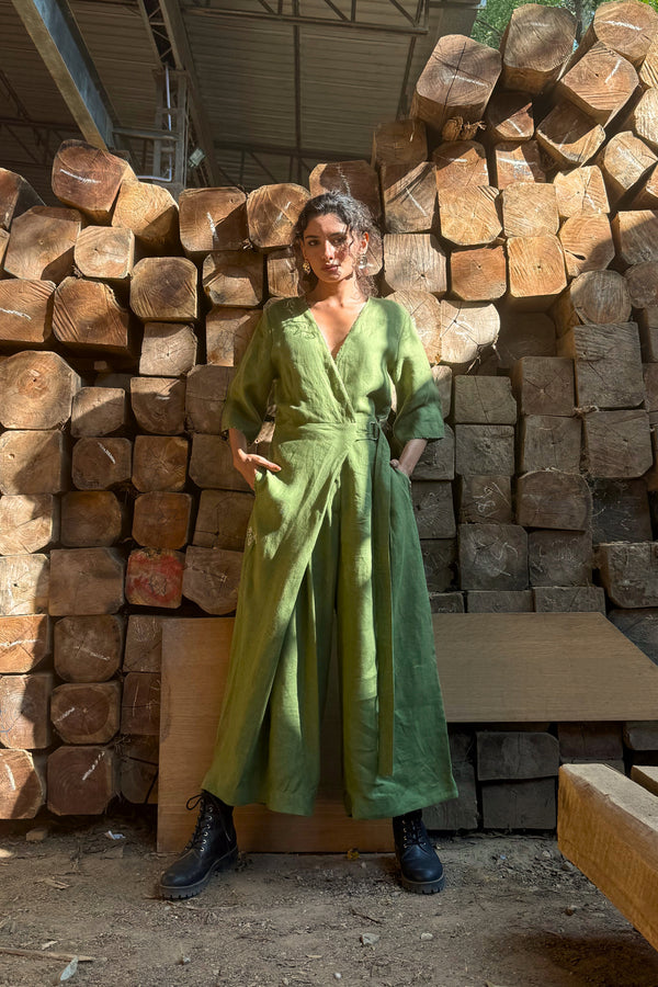 Linen Jumpsuit with Side Buckle