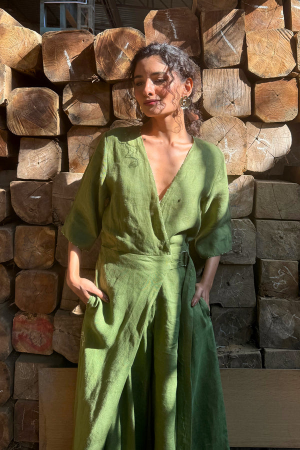 Linen Jumpsuit with Side Buckle