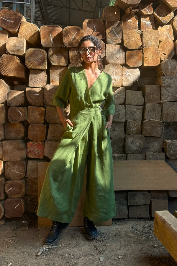 Linen Jumpsuit with Side Buckle