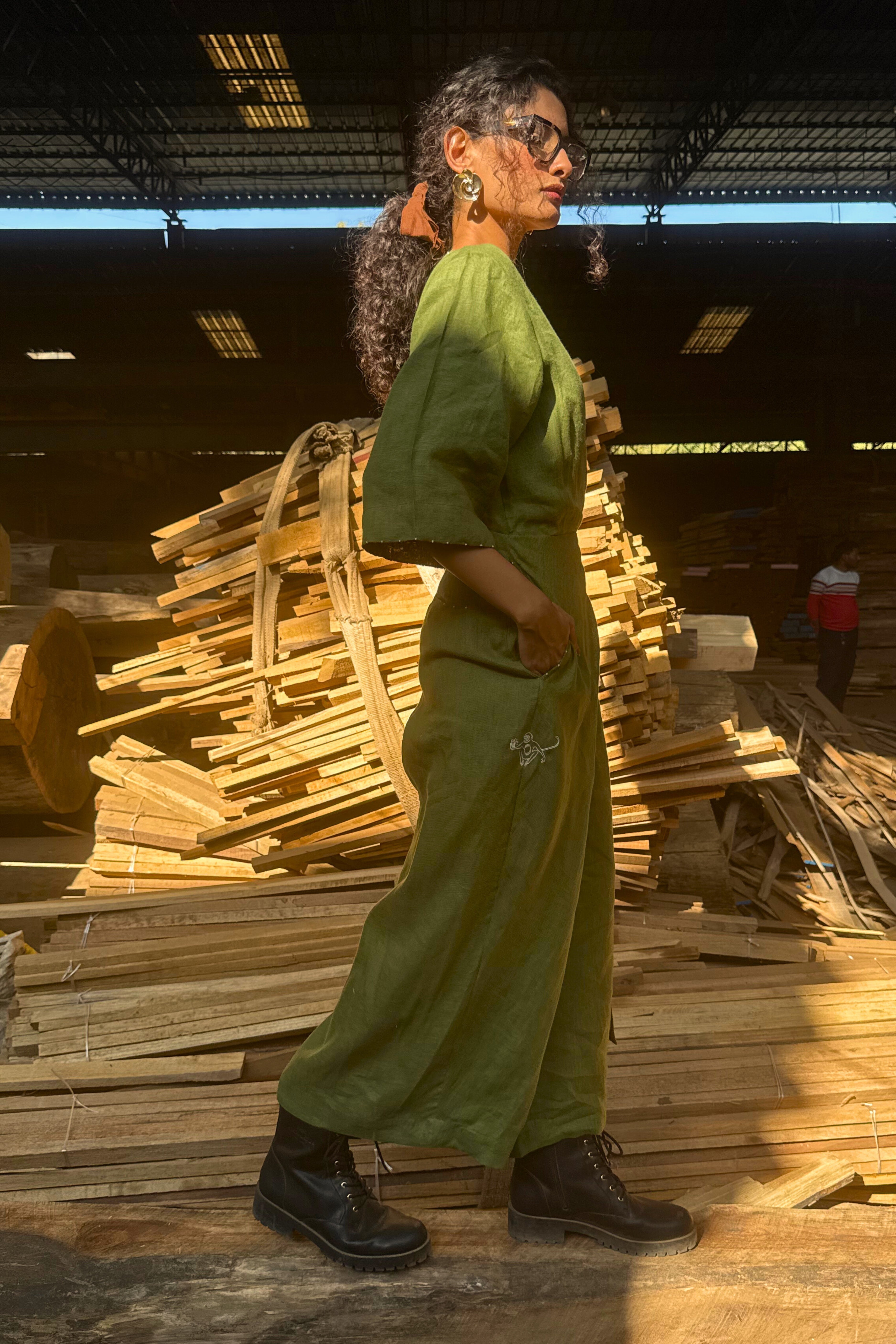 Linen Jumpsuit with Side Buckle