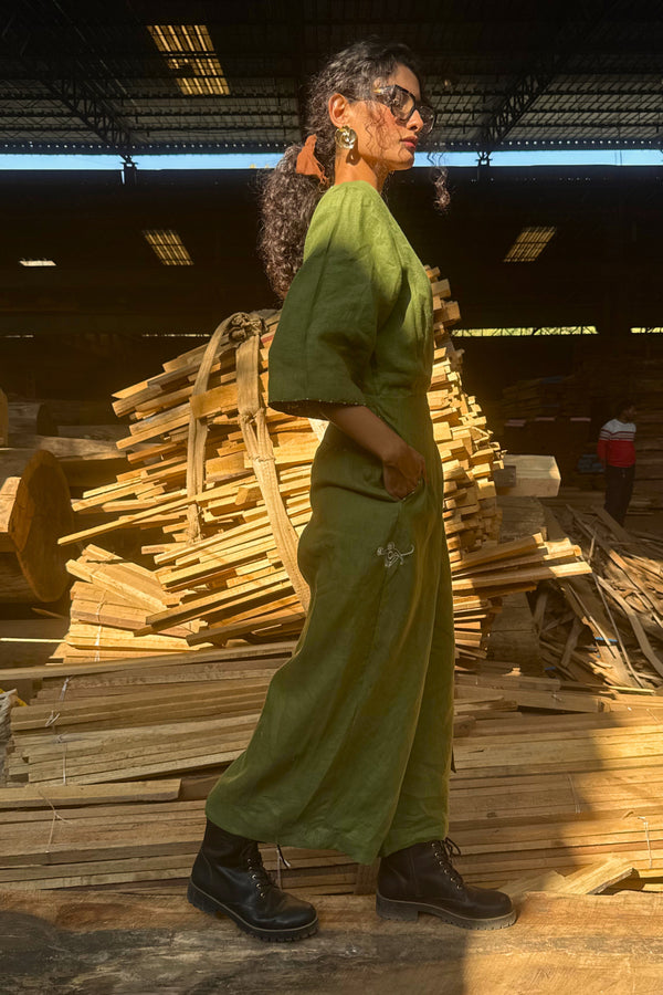 Linen Jumpsuit with Side Buckle