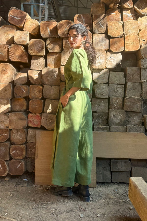 Linen Jumpsuit with Side Buckle