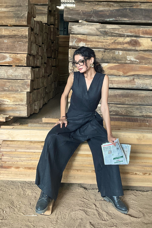 Linen Jumpsuit with Side Buckle