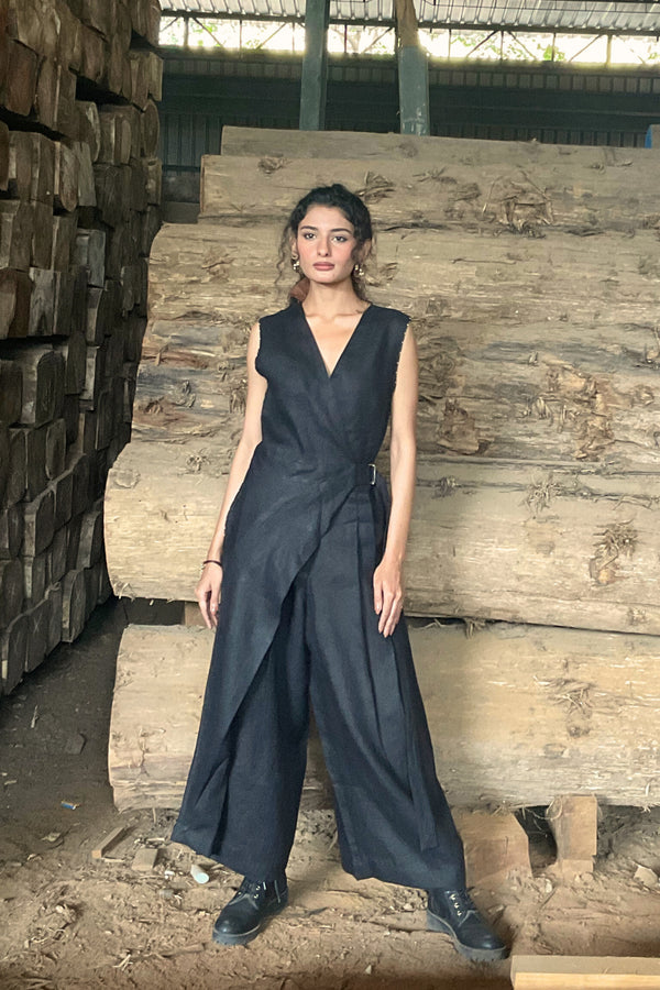 Linen Jumpsuit with Side Buckle
