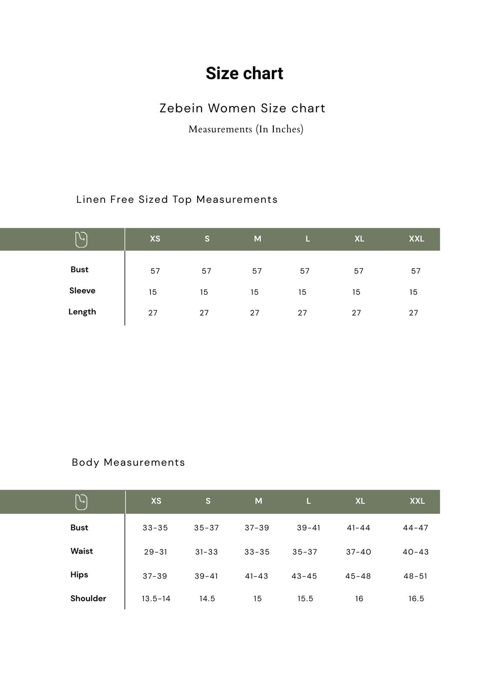 Size Chart 1