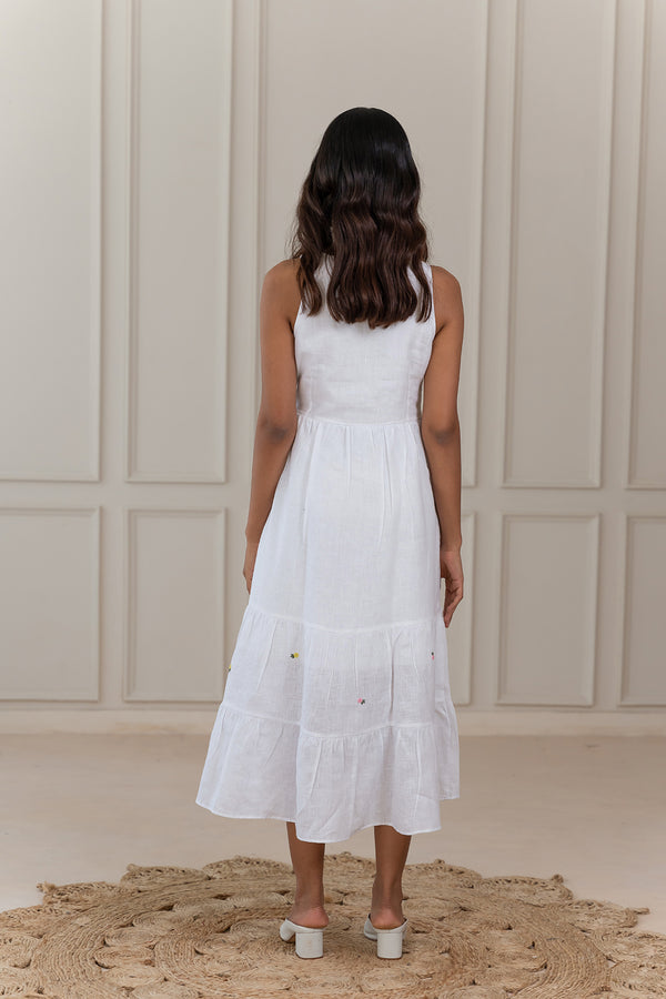Grace Linen Wrap Dress - White