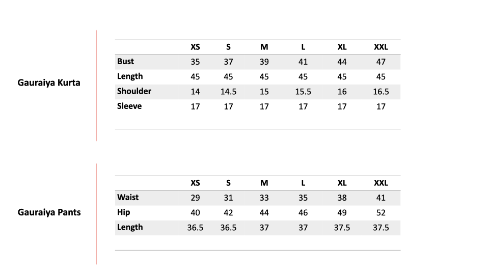 Size Chart 1