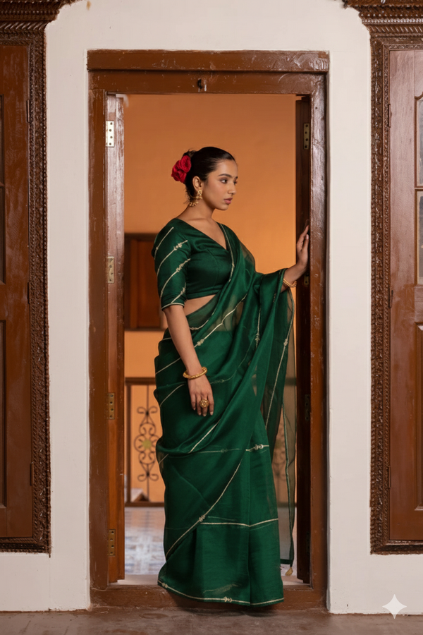 Pushp ananas saree- Green