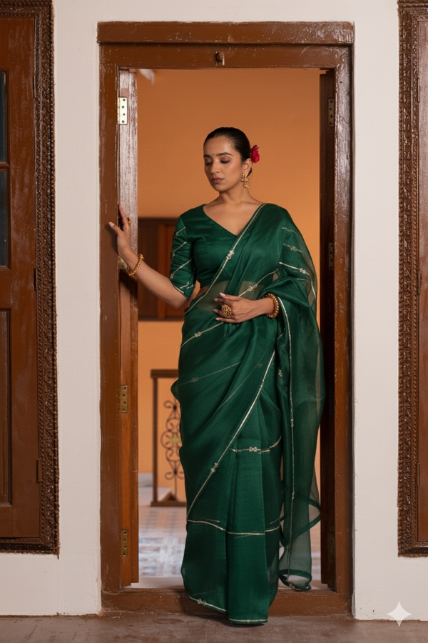Pushp ananas saree- Green