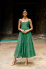Gudhal Chanderi Silk Multi-Tier Dress  - Green