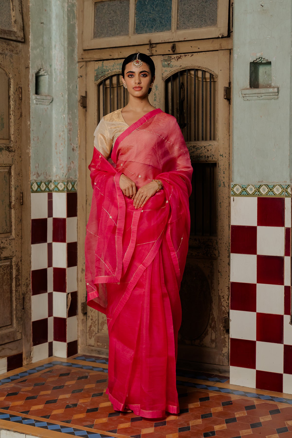 Gulaabo SIlk Organza Saree - Pink