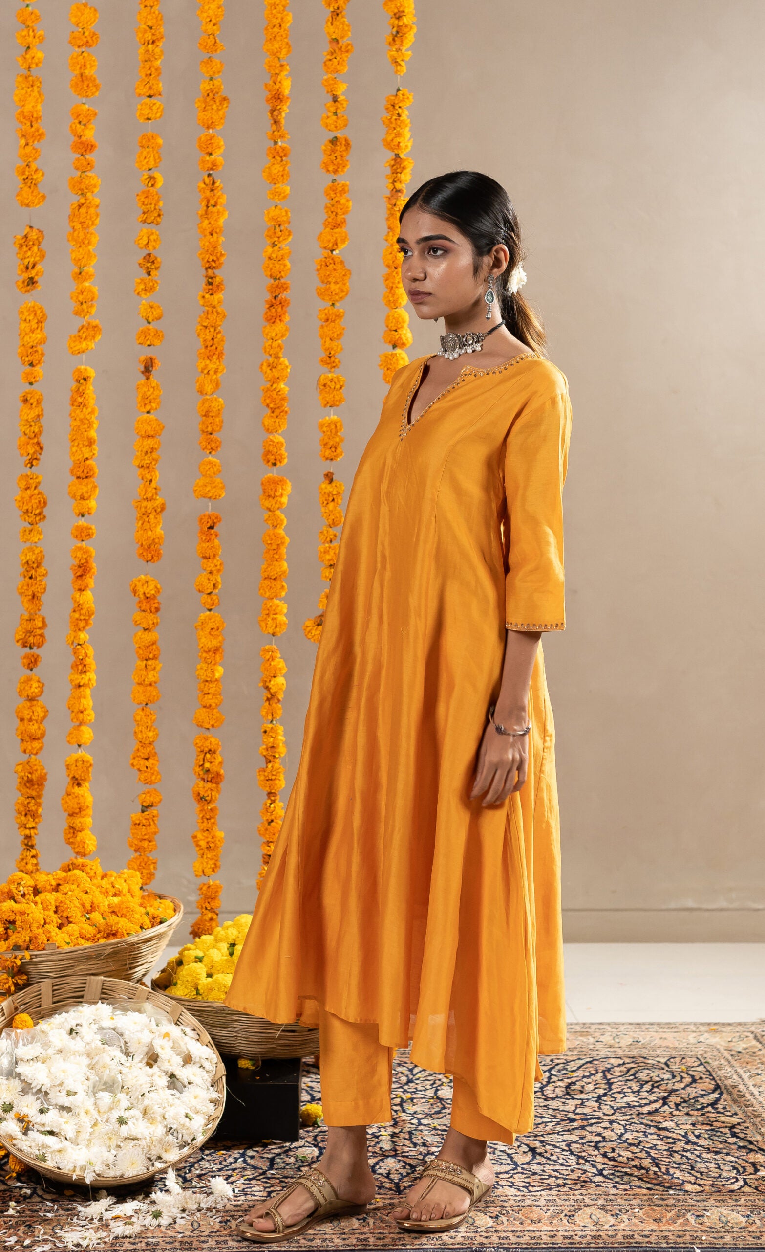 Gulchandani-Kurta-With-Pants-Mustard-Orange-