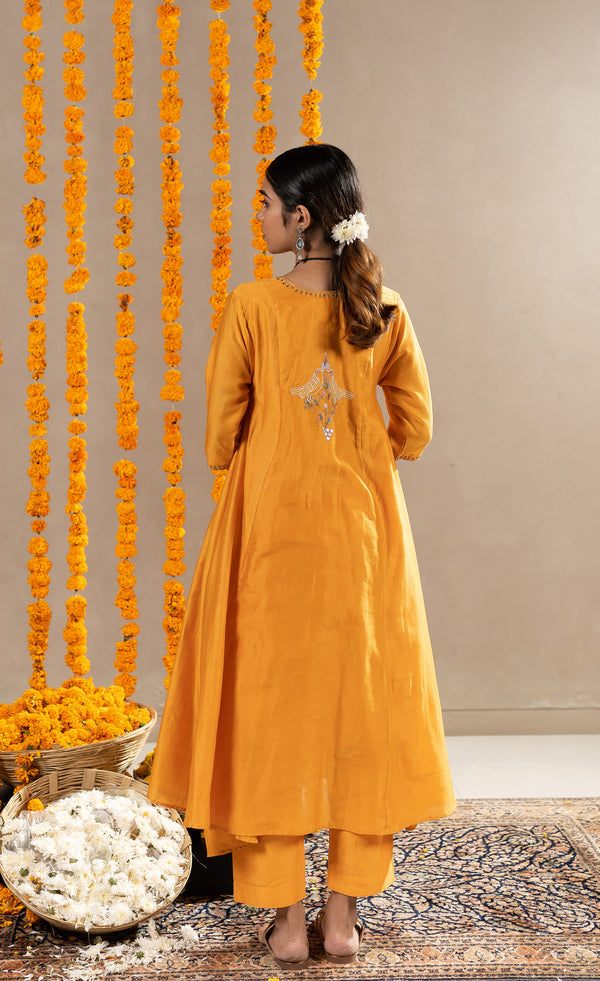 Gulchandani-Kurta-With-Pants-Mustard-Orange-