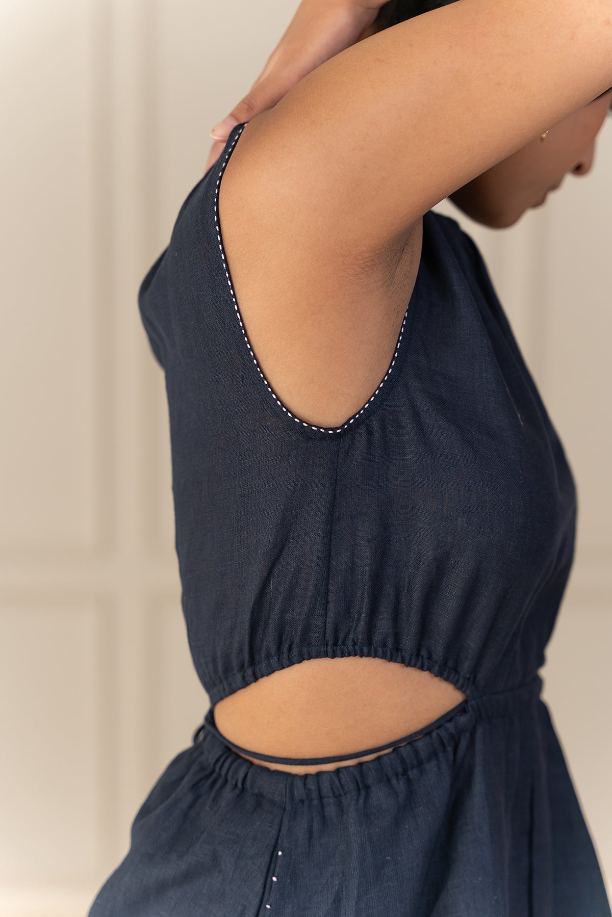 HARLOW LINEN DRESS - Blue