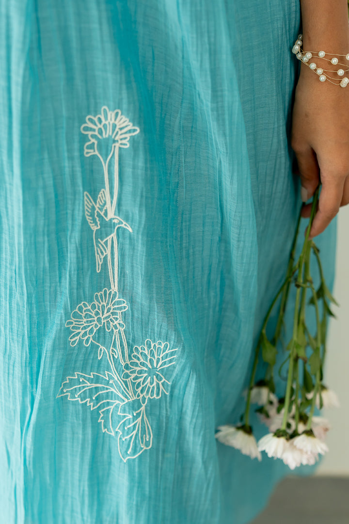 Humming-Bird-Chanderi-Silk-Kurta-and-Pant-Set-Caribbean-Blue-