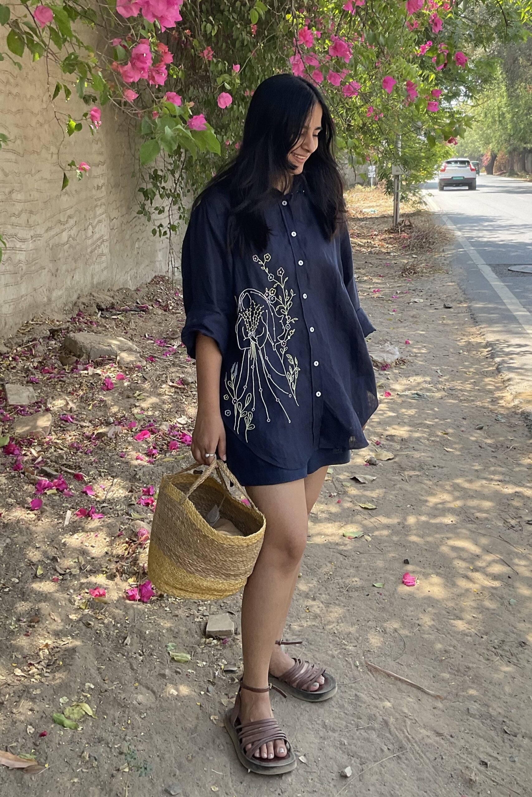 Virgo Linen Shirt - Navy Blue