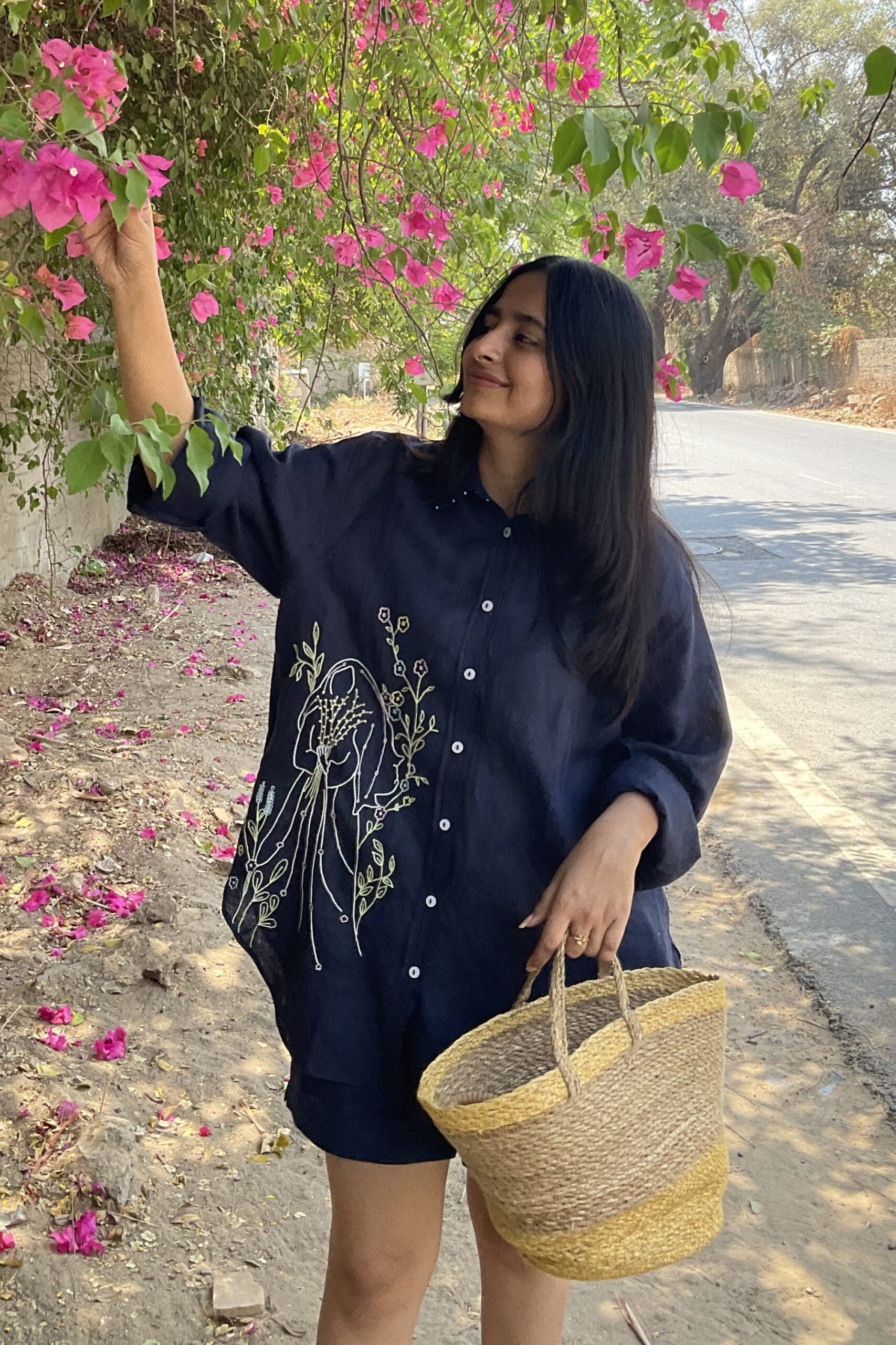 Virgo Linen Shirt - Navy Blue